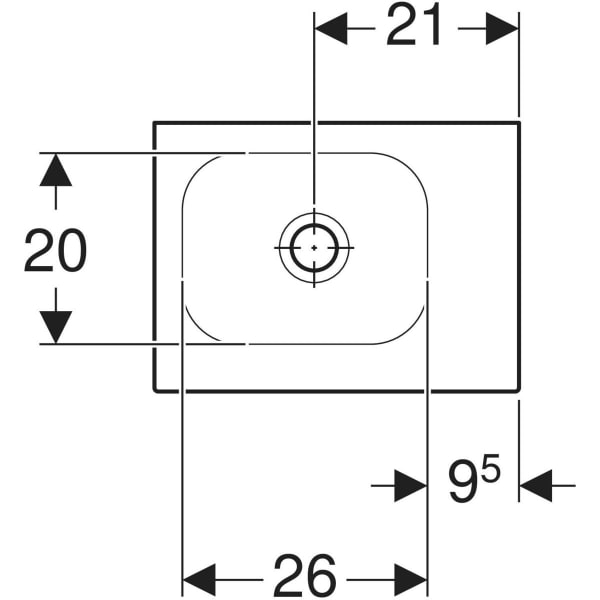 Wandwaschtisch mit Ablagefläche „iCon Light“, rechteckig, Ablagefläche rechts, mittig 38 × 28 cm