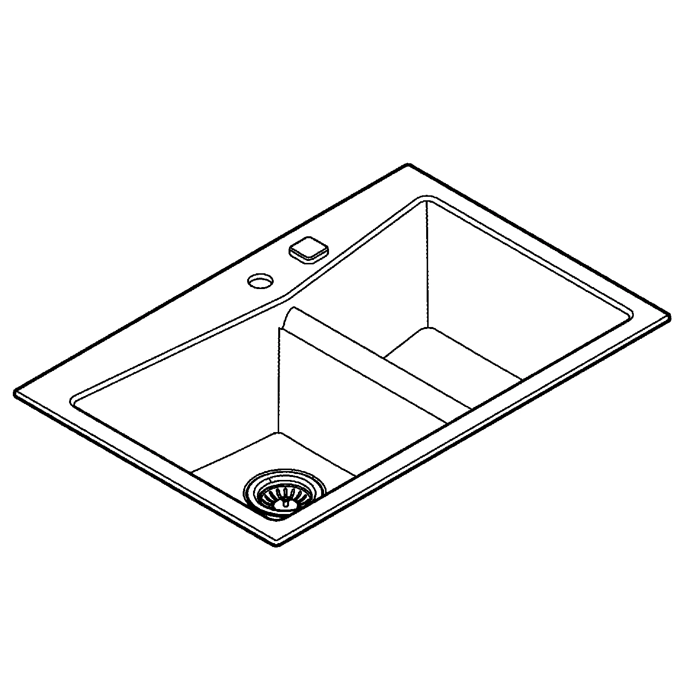 Kompositspüle K700 31657, Modell: K700 90-C 83,8/55,9 2.0, Montageart: Standard-Einbau und Unterbau, Maße: 838 x 559 mm, 1 Becken: 406 x 438 x 241 mm, granit schwarz