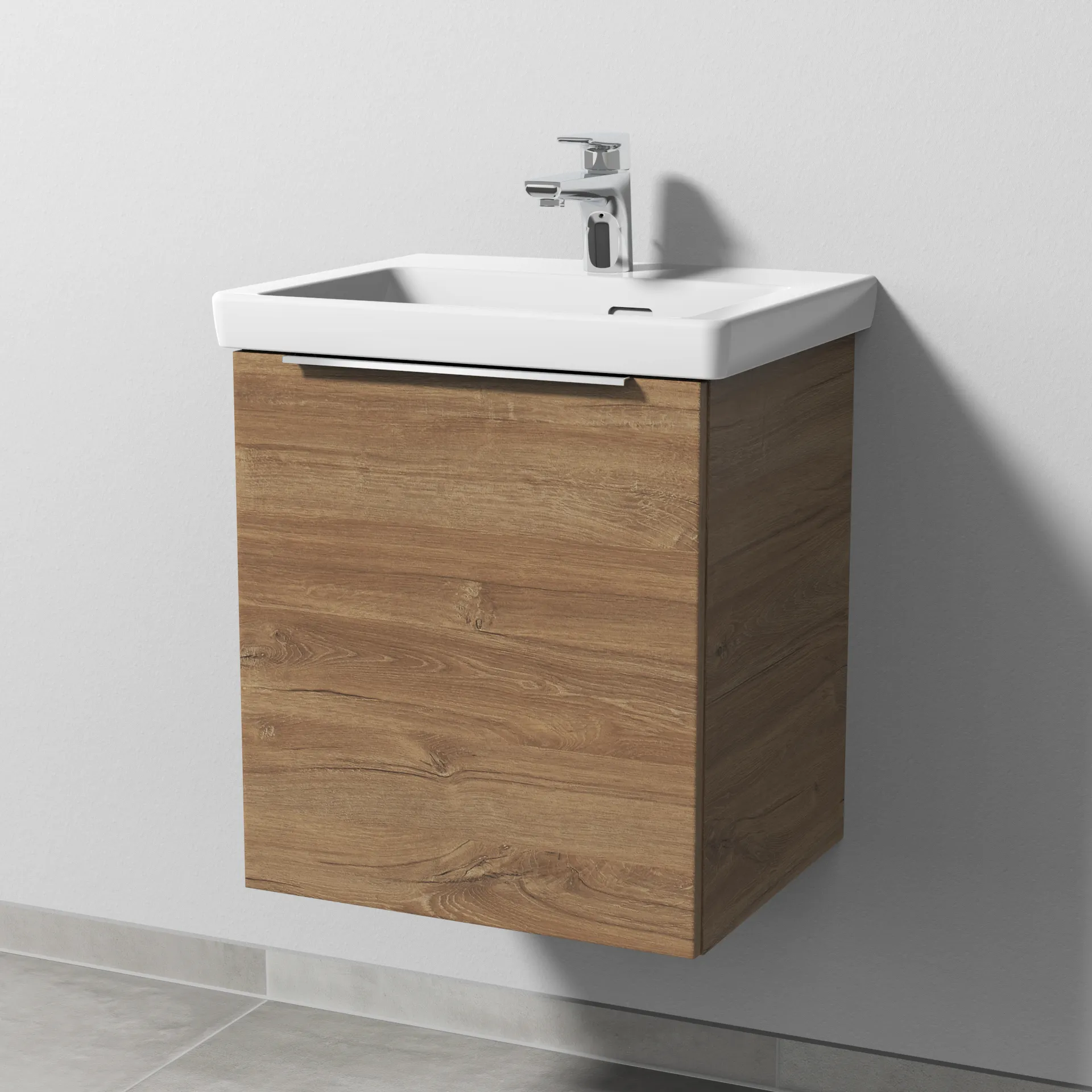 Sanipa Waschtischunterschrank „3way“ 457 × 517 × 391 mm in Eiche Kansas, Anschlag links