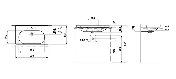 Laufen Aufsatzwaschtisch LUA 460x800x180 1 Hahnloch mit Überlauf weiß Laufen Aufsatzwaschtisch LUA 460x800x180 1 Hahnloch mit Überlauf weiß