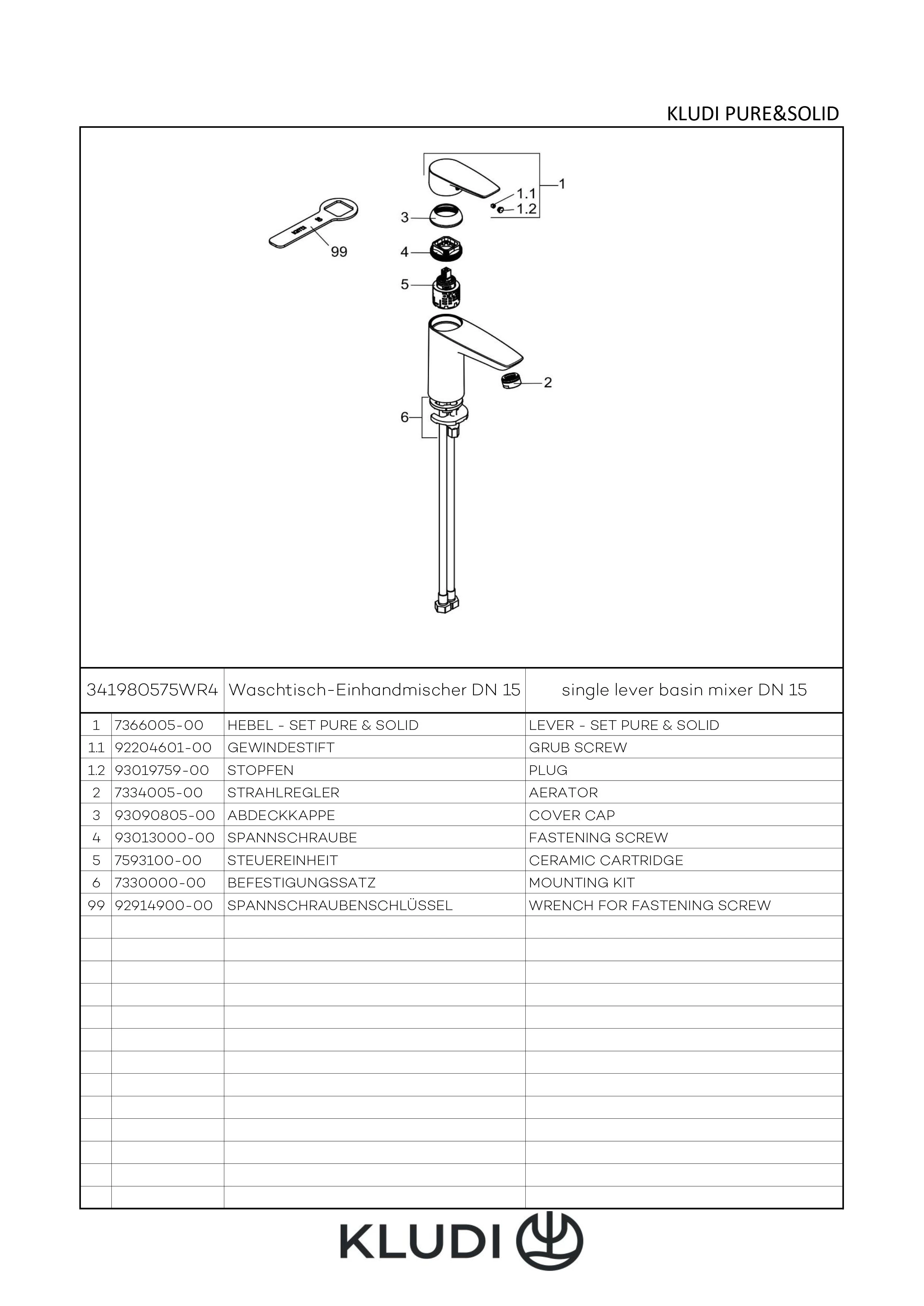 PURE & SOLID WaschtischEHM 100 ECO PLUS, o. Ablaufgarnitur chrom PURE & SOLID WaschtischEHM 100 ECO PLUS, o. Ablaufgarnitur chrom