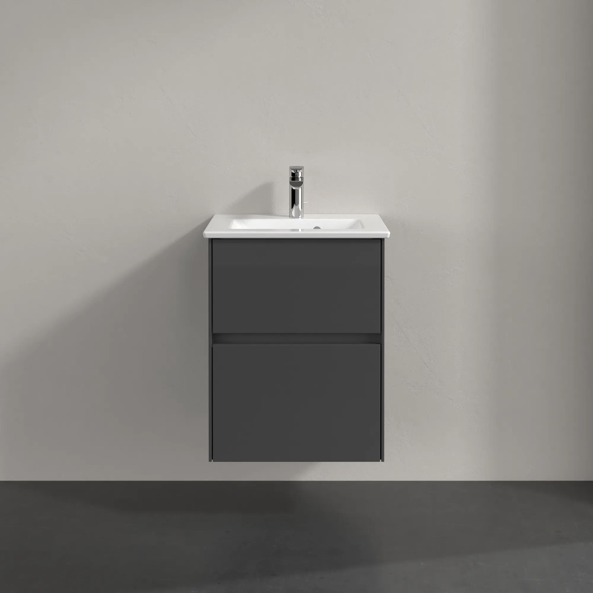 Villeroy & Boch Waschtischunterschrank „Collaro“ 472 × 610 × 404 mm Glossy Grey, ohne Beleuchtung, für Becken mittig Villeroy & Boch Waschtischunterschrank „Collaro“ 472 × 610 × 404 mm Glossy Grey, ohne Beleuchtung, für Becken mittig