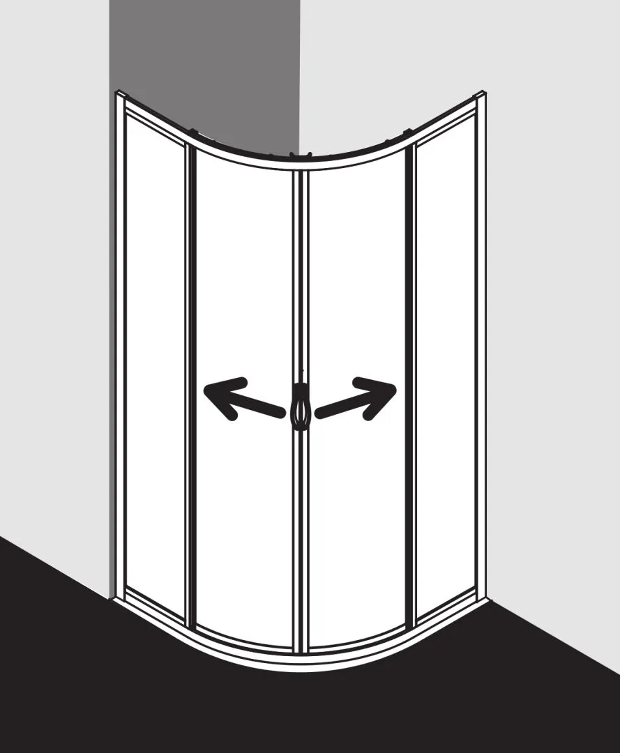 Kermi Duschdesign IBIZA 2000 Viertelkreis-Duschkabine (Gleittüren), Silber Mattglanz, 1850x900mm