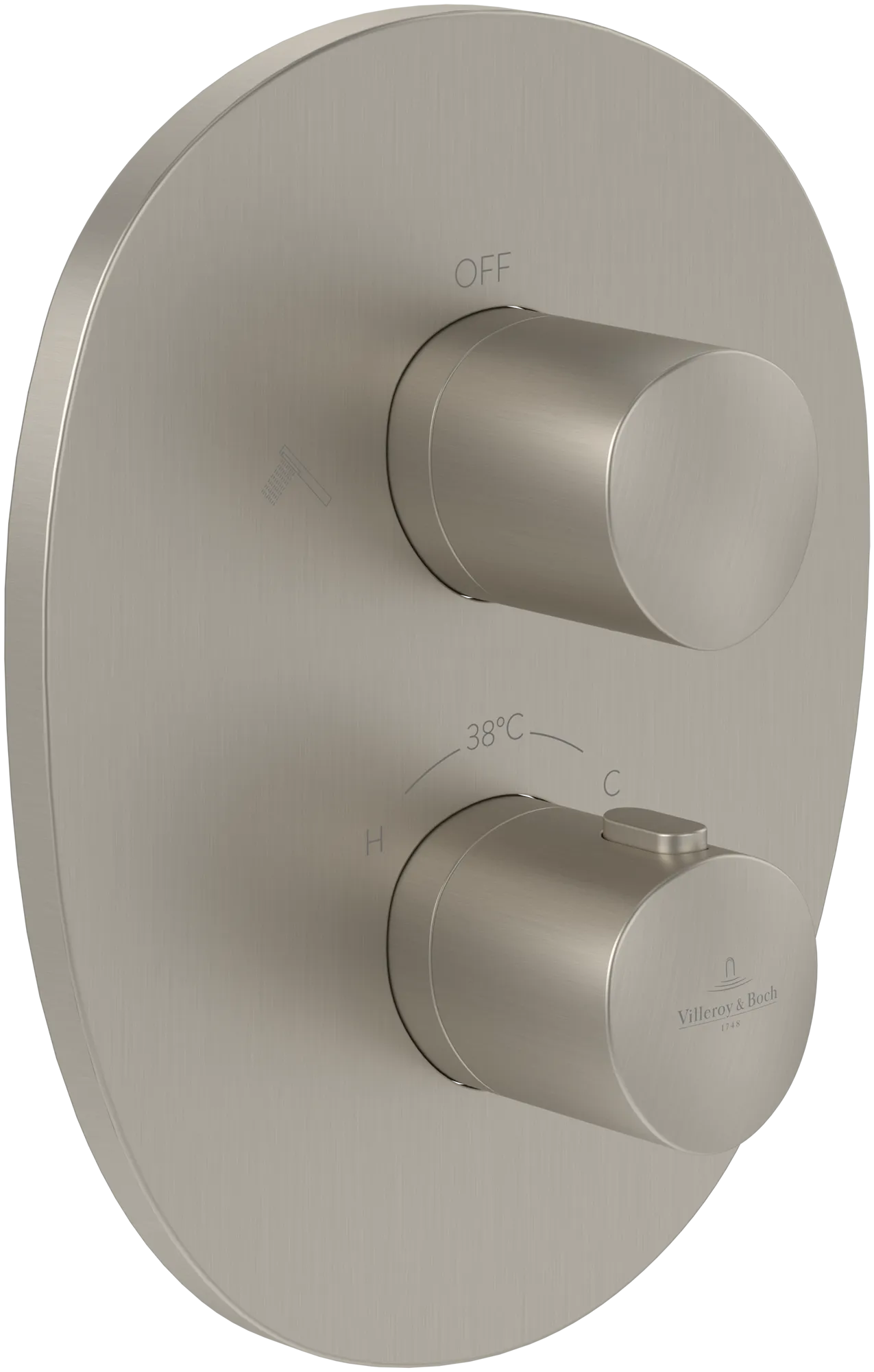 Villeroy & Boch Antao Unterputz-Thermostat, Brushed Nickel Matt, 184 x 221 x 64 mm, Thermostatfunktion Villeroy & Boch Antao Unterputz-Thermostat, Brushed Nickel Matt, 184 x 221 x 64 mm, Thermostatfunktion