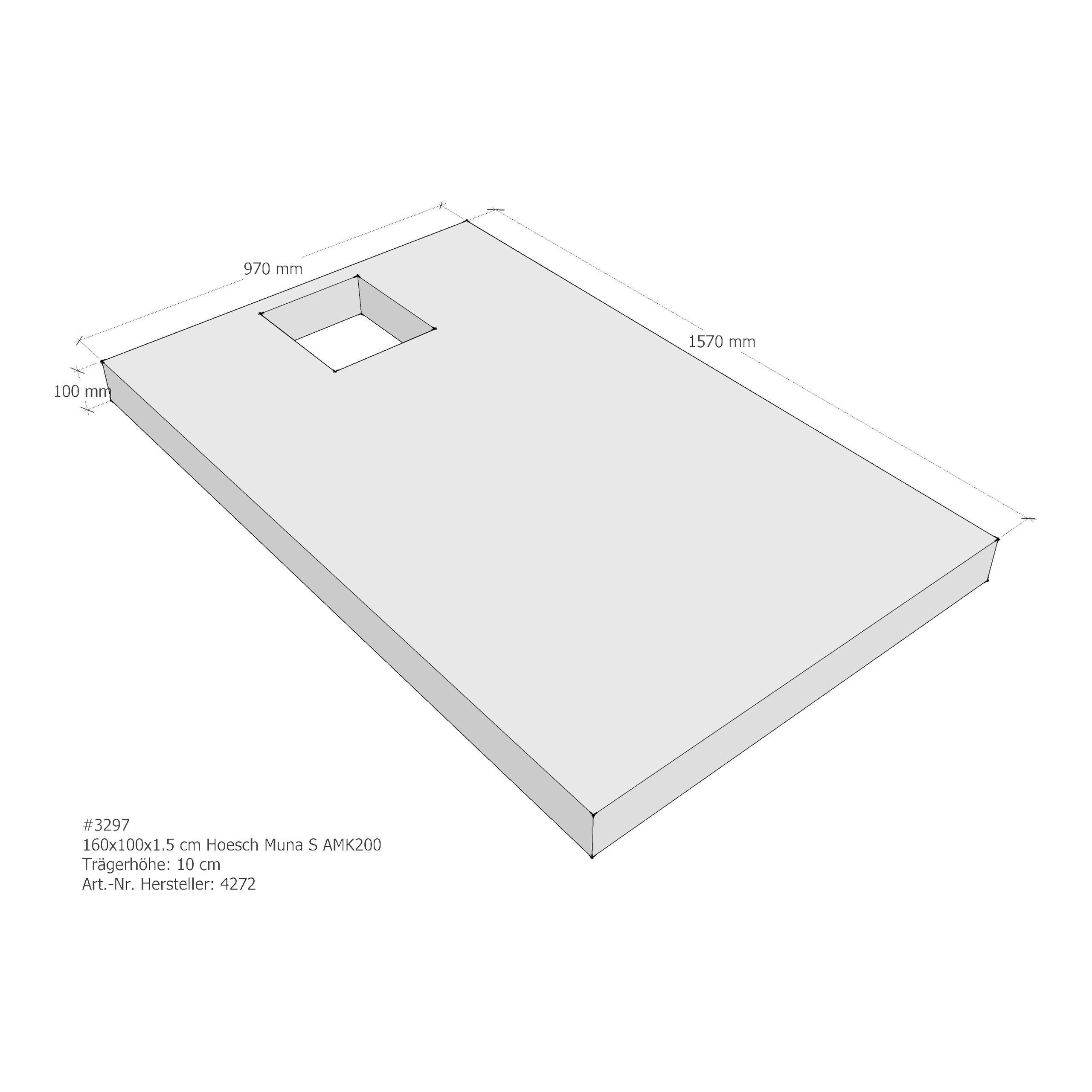 Duschwannenträger für Hoesch Muna S 160 × 100 × 1,5 cm Breite: 100 cm / Länge: 160 cm Duschwannenträger für Hoesch Muna S 160 × 100 × 1,5 cm Breite: 100 cm / Länge: 160 cm