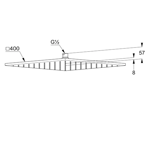 A-QA Tellerkopfbrause eckig 400 mm flache Ausführung chrom