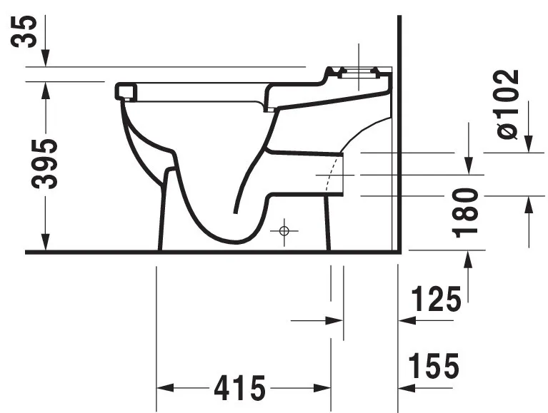 Stand-WC Kombi Starck 3 655 mm Tiefspüler, fürSPK, Abg.waagr., weiß