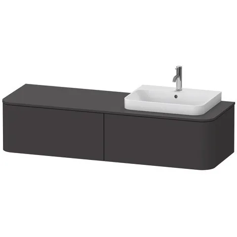 Duravit Waschtischunterschrank wandhängend „Happy D.2 Plus“ 160 × 35,4 × 55 cm, rechts Becken: rechts / Beleuchtung: ohne / Front- & Korpusfarbe: Graphit Supermatt / Größe: 160 × 55 × 35,4 cm / Oberfläche: Dekor / Schubladen: 2 Duravit Waschtischunterschrank wandhängend „Happy D.2 Plus“ 160 × 35,4 × 55 cm, rechts Becken: rechts / Beleuchtung: ohne / Front- & Korpusfarbe: Graphit Supermatt / Größe: 160 × 55 × 35,4 cm / Oberfläche: Dekor / Schubladen: 2