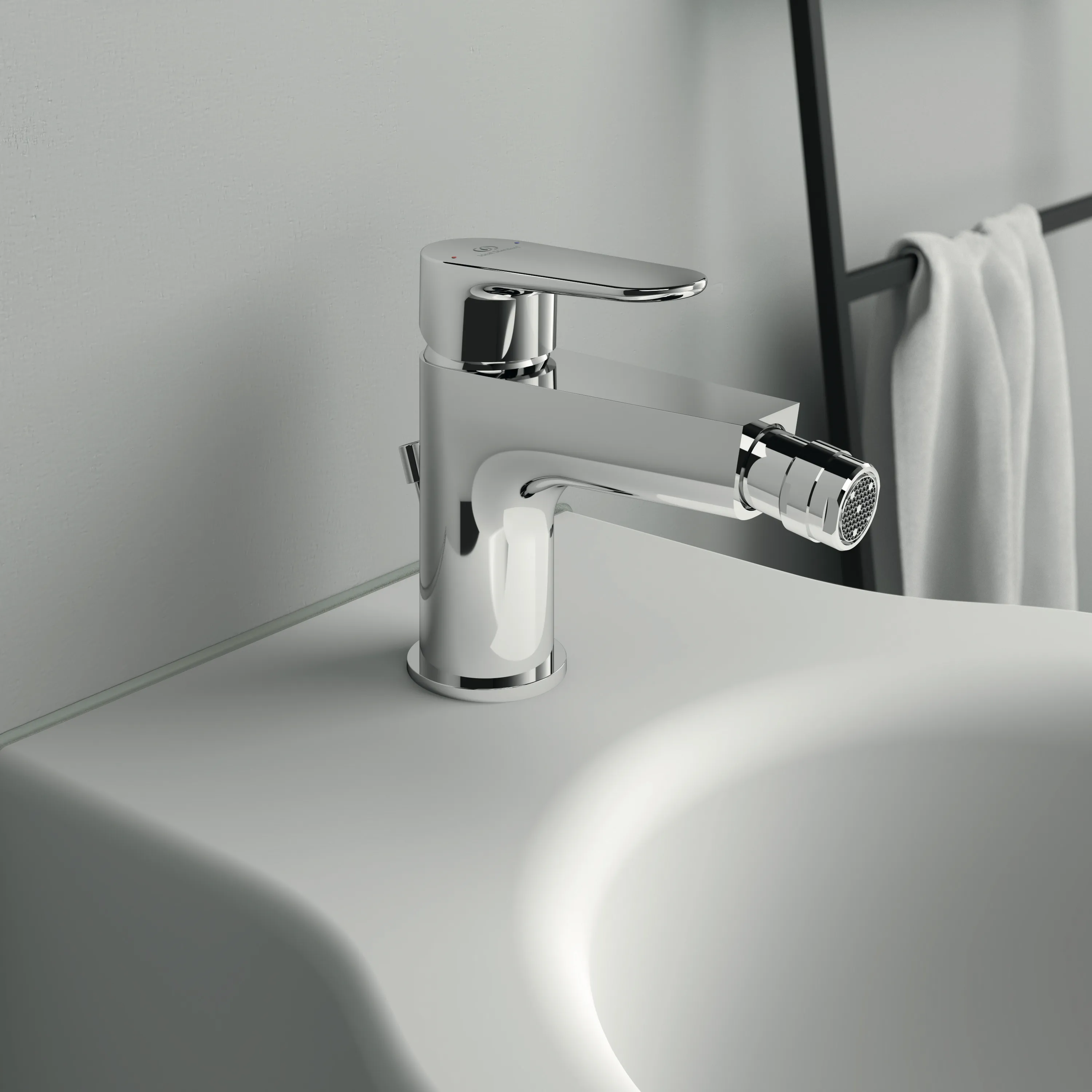 Bidetarmatur Cerafine O, mit Ablaufgarnitur, Ausladung 132mm, Chrom Bidetarmatur Cerafine O, mit Ablaufgarnitur, Ausladung 132mm, Chrom