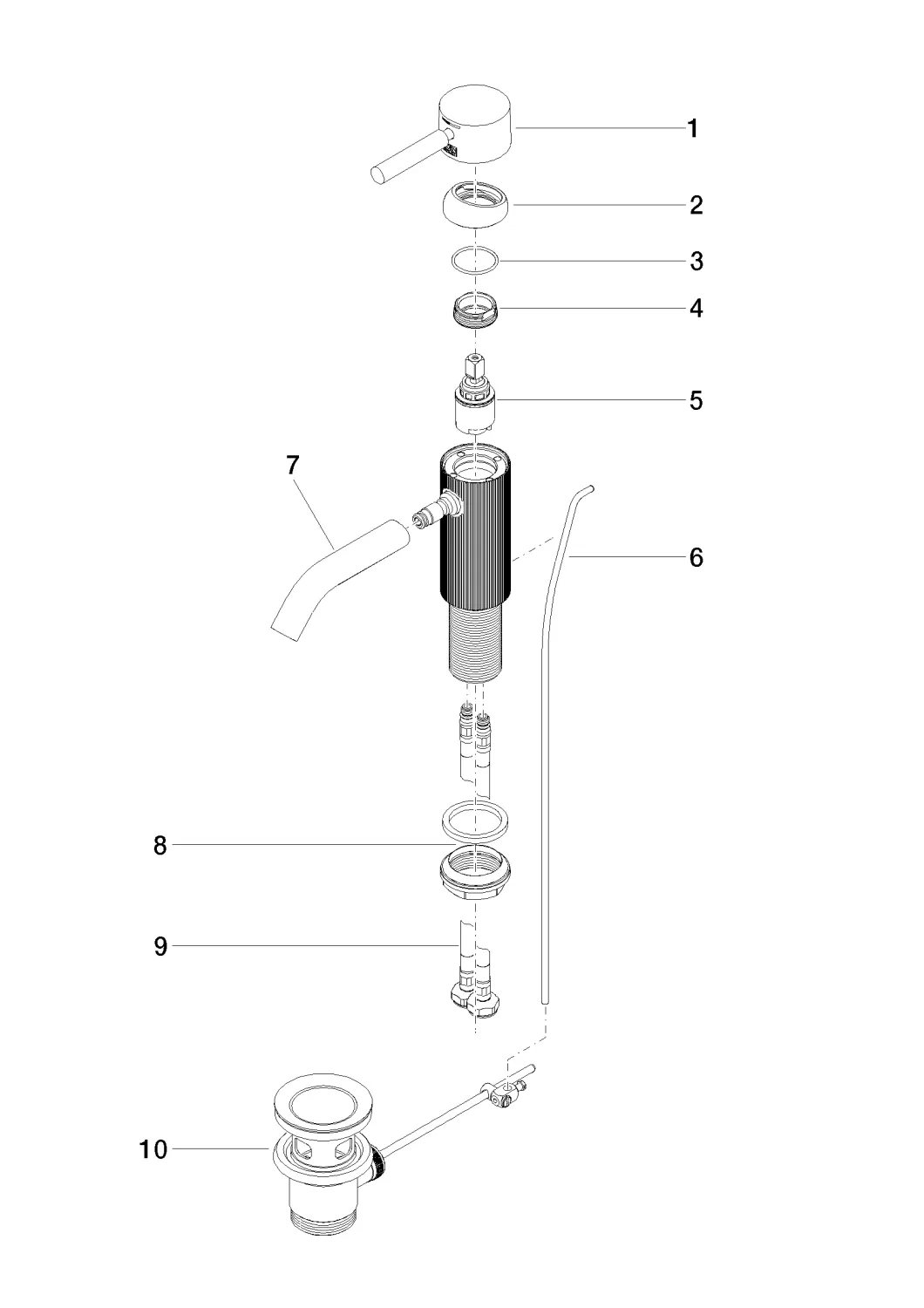 Waschtisch-Einhandbatterie mit Ablaufgarnitur META Chrom 33504660