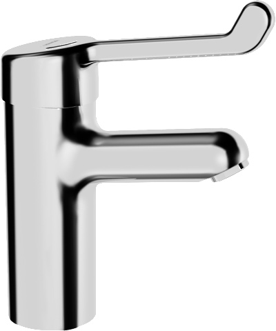 Einhand-Waschtischarmatur Bedienungshebel lang „Medipro“ Ausladung 120 mm in Chrom Einhand-Waschtischarmatur Bedienungshebel lang „Medipro“ Ausladung 120 mm in Chrom