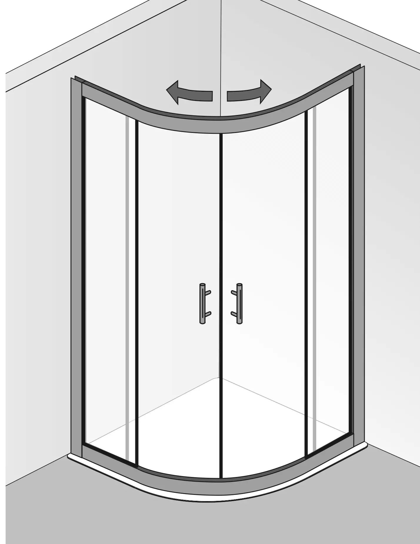 HSK gerahmte Runddusche mit Schiebetür 4-teilig „Favorit“ Glas Klar hell, Profile Alu Silber-matt, H: 1850 mm HSK gerahmte Runddusche mit Schiebetür 4-teilig „Favorit“ Glas Klar hell, Profile Alu Silber-matt, H: 1850 mm