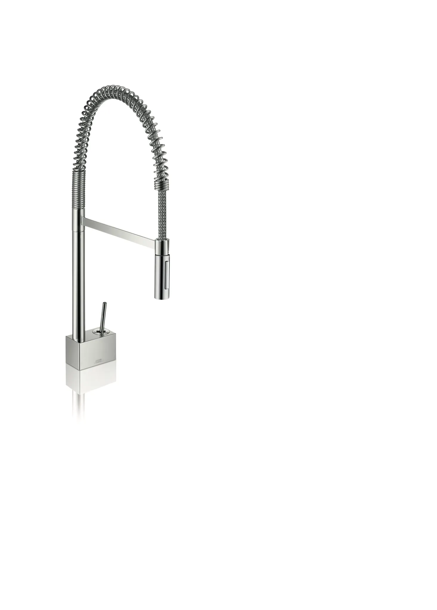 Hansgrohe AXOR Starck Einhebel-Küchenmischer 270 mit Ausziehbrause, Edelstahl, Schwenkbereich 110° oder 150°, Laminarstrahl, arretierbar, MagFit-Brausehalterung, Quick-Connect-Schlauch, max. Durchfluss 9 l/min, Auszugslänge bis 50 cm