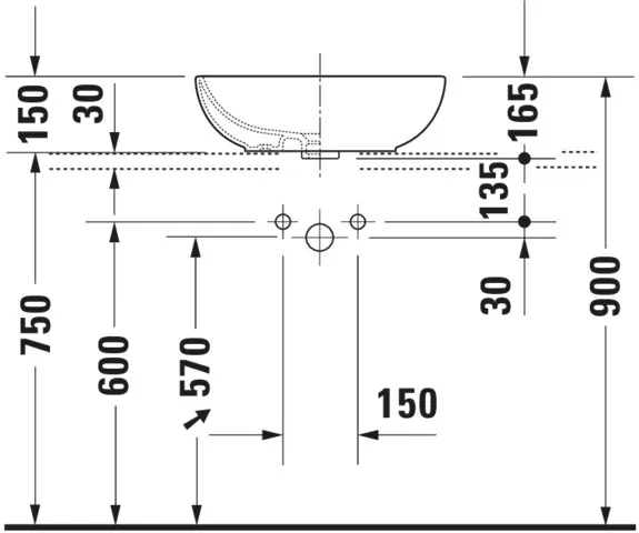 Aufsatzwaschtisch, mit Überlauf Aufsatzwaschtisch, mit Überlauf