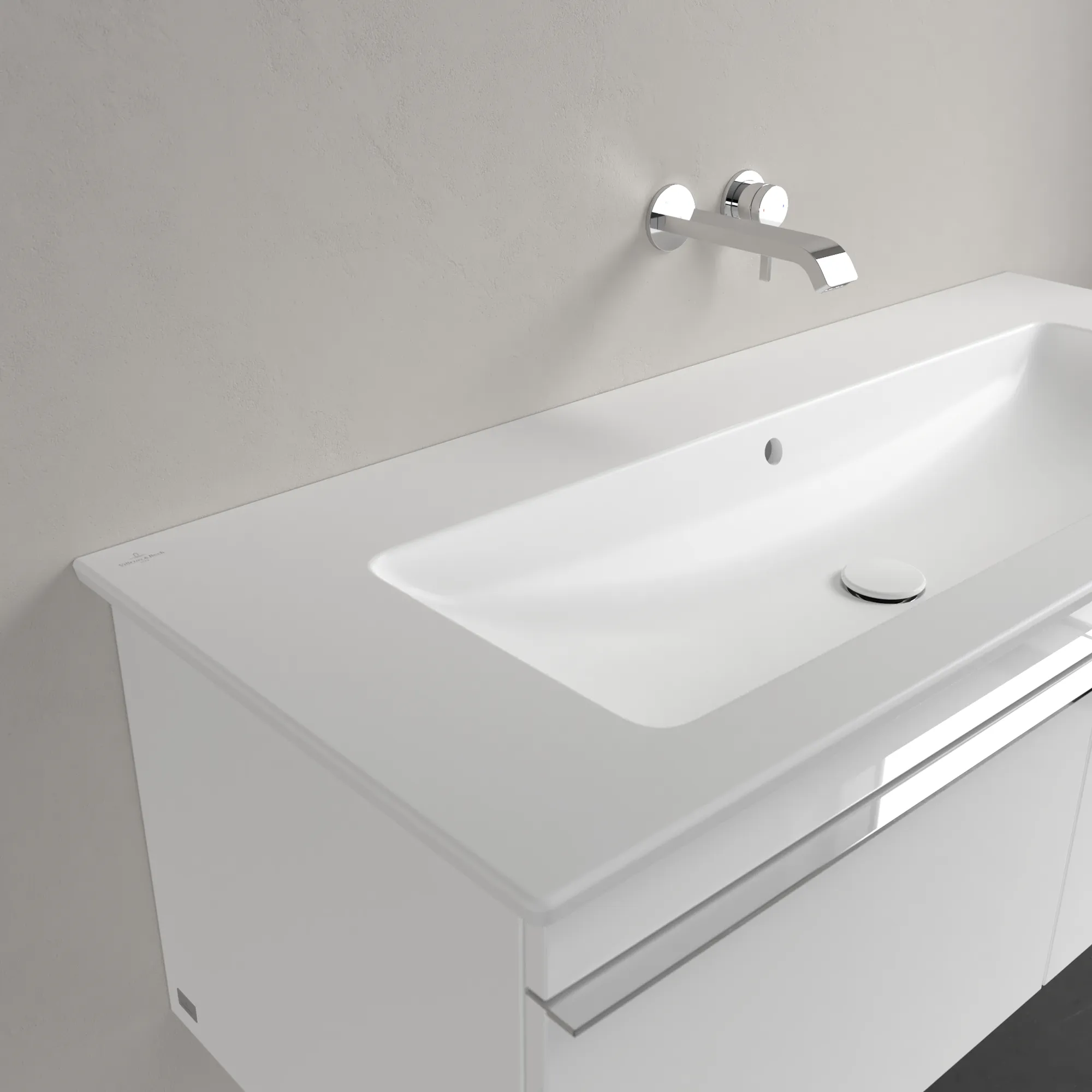 Villeroy & Boch Wandwaschtisch „Venticello“ 1200 × 500 × 175 mm, für Becken mittig, ohne Hahnlochbohrung in Stone White