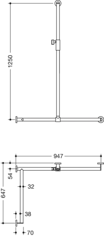 HEWI Haltegriff Ausführung links „System 900“ in Weiß tiefmatt / Hellgrau matt, Befestigung verdeckt HEWI Haltegriff Ausführung links „System 900“ in Weiß tiefmatt / Hellgrau matt, Befestigung verdeckt