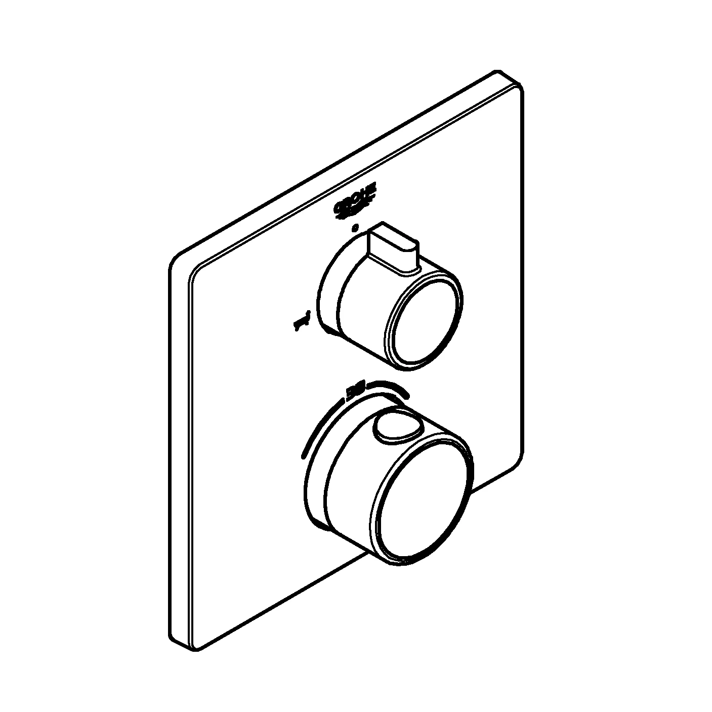 Thermostat-Wannenbatterie Grohtherm 24080, mit integrierter 2-Wege-Umstellung, Fertigmontageset für Rapido SmartBox, chrom