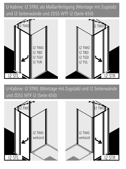 Kermi Duschtür Schwingtür mit Festfeld links für Nische und Ecke „IBIZA 2000“ 185 cm Glas Klar, Profile Silber Mattglanz, Anschlag links, Drehtür einteilig