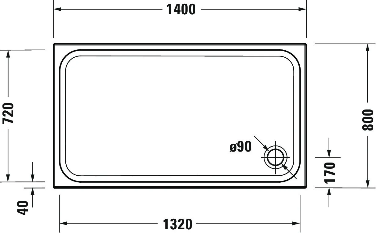 Duravit rechteck Duschwanne „D-Code“ 140 × 80 cm 