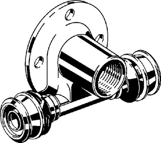 Viega „Raxofix“ Wandscheiben- T-Stück mit 2 Muffen und Innengewinde 16 mm × 1/2″ × 16 mm Viega „Raxofix“ Wandscheiben- T-Stück mit 2 Muffen und Innengewinde 16 mm × 1/2″ × 16 mm