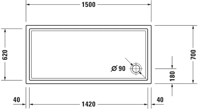 Duravit rechteck Duschwanne „Starck Slimline“ 150 × 70 cm 