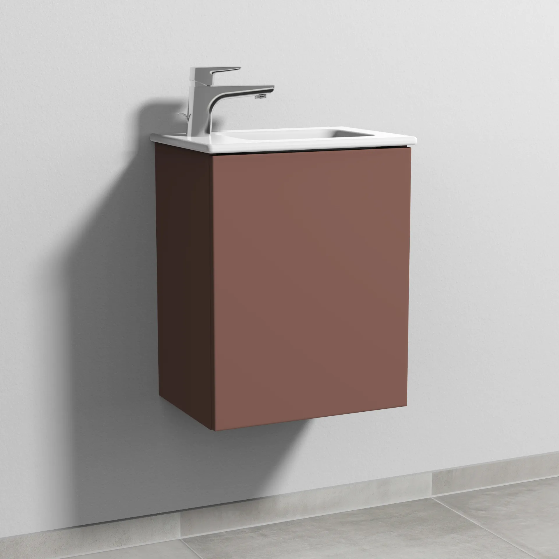Sanipa Waschtischunterschrank „3way“ passend zu Keramik-Waschtische ME by Starck von Duravit 410 × 513 × 293 mm in Wine-Red, Anschlag rechts