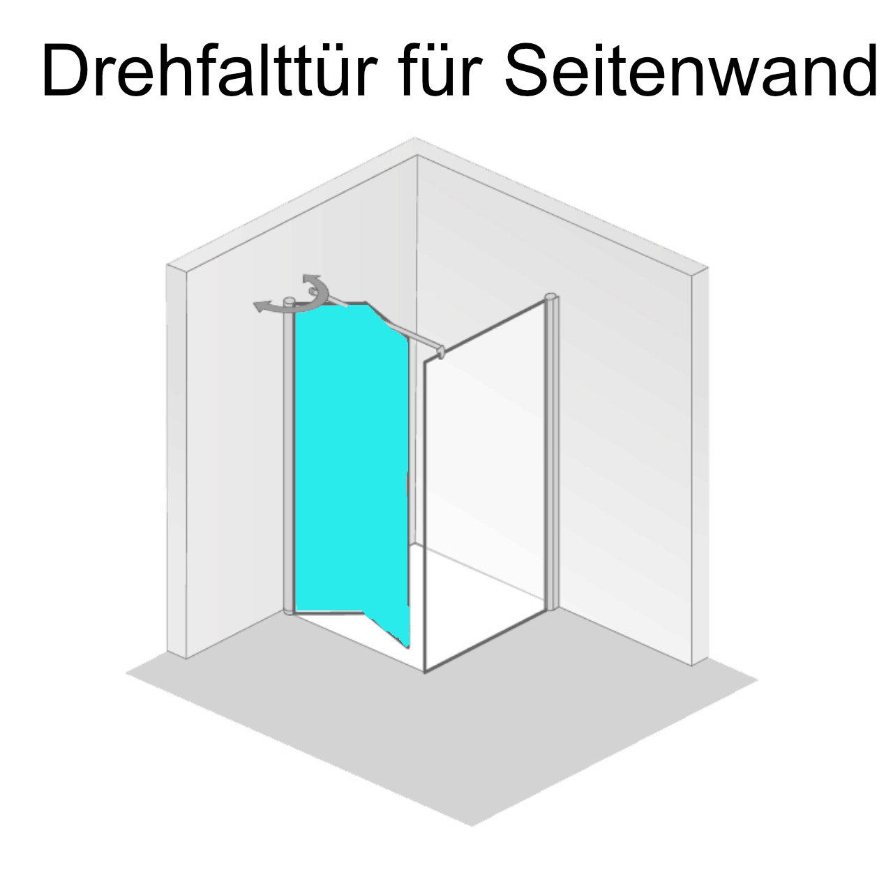 HSK teilgerahmte Duschtür Drehfalttür für Seitenwand „Exklusiv 2.0“ 75 × 200 cm in Glas Klar hell, Profile Alu Silber-matt, 