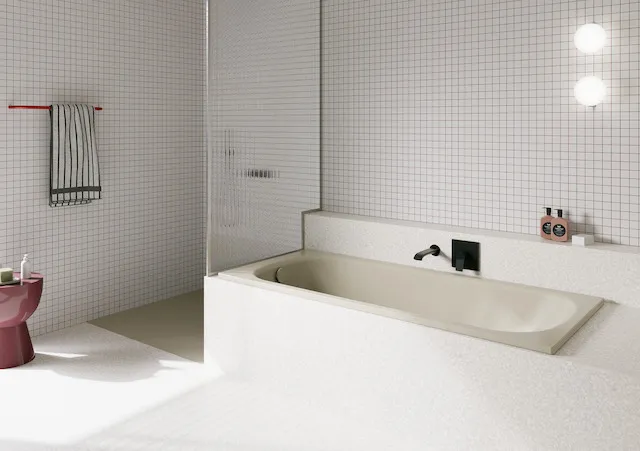 Bette BetteForm Badewanne Rechteck Sand 1400x700 mm Unterbau Einbau 1-Sitzer Bade-Duschkombination glasierter Titan-Stahl