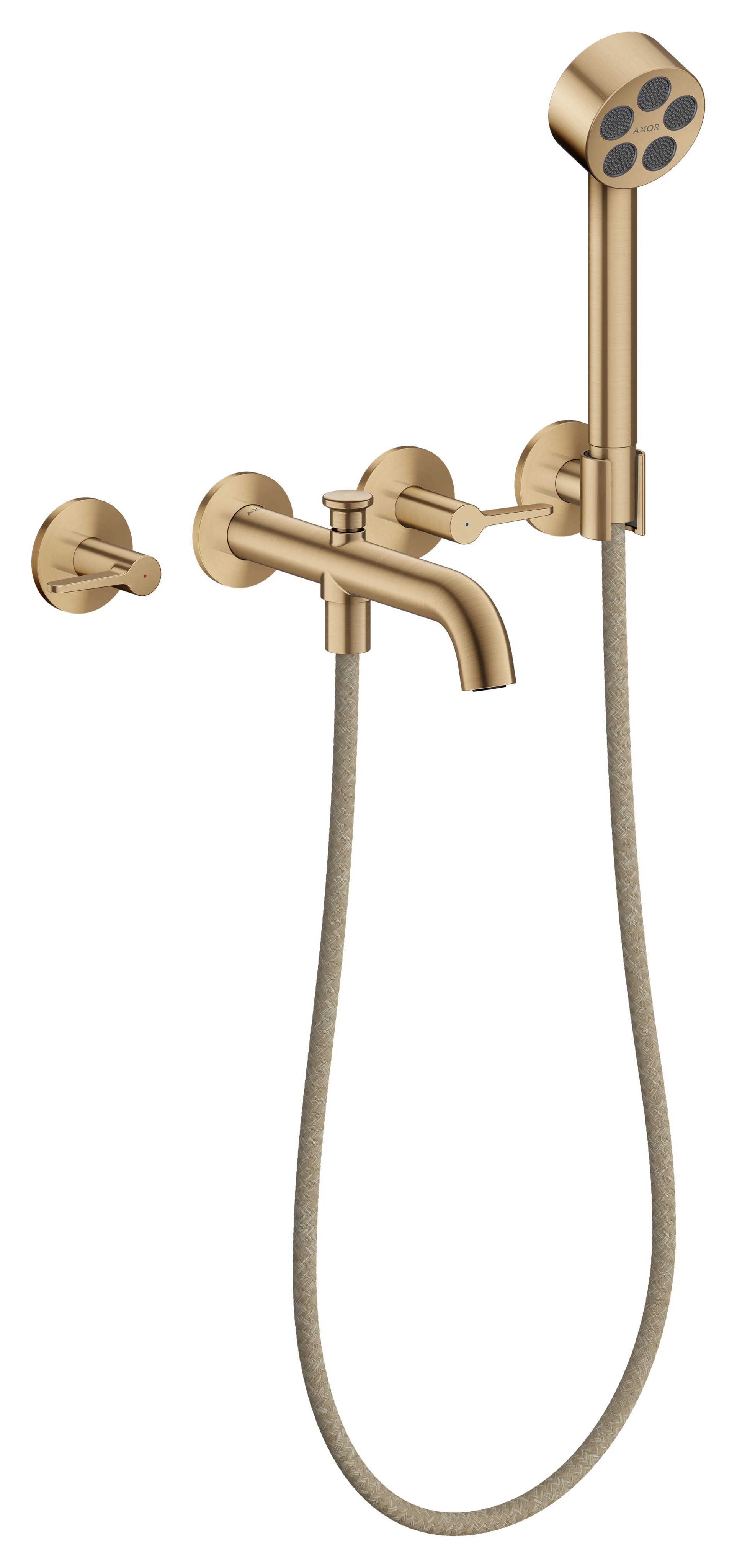 Hansgrohe AXOR One 3-Loch Wannenarmatur Unterputz Brushed Bronze Ausladung 220 mm