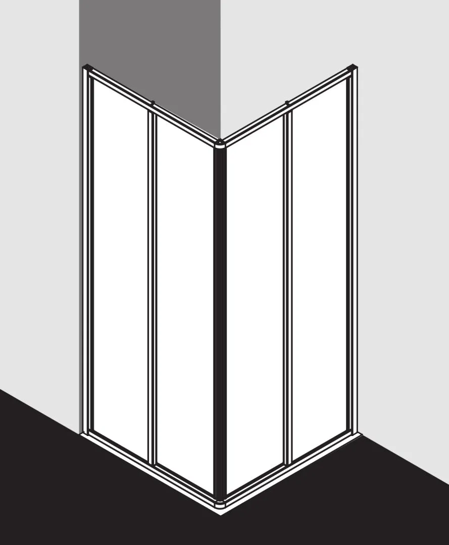 Kermi Duschtür mit Schiebetüren Eckeinstieg 2-teilig (Gleittüren)-Halbteil für Nische und Ecke „IBIZA 2000“ 185 cm Glas Klar, Profile Weiß (RAL 9016), Anschlag links und rechts, Schiebetür zweiteilig
