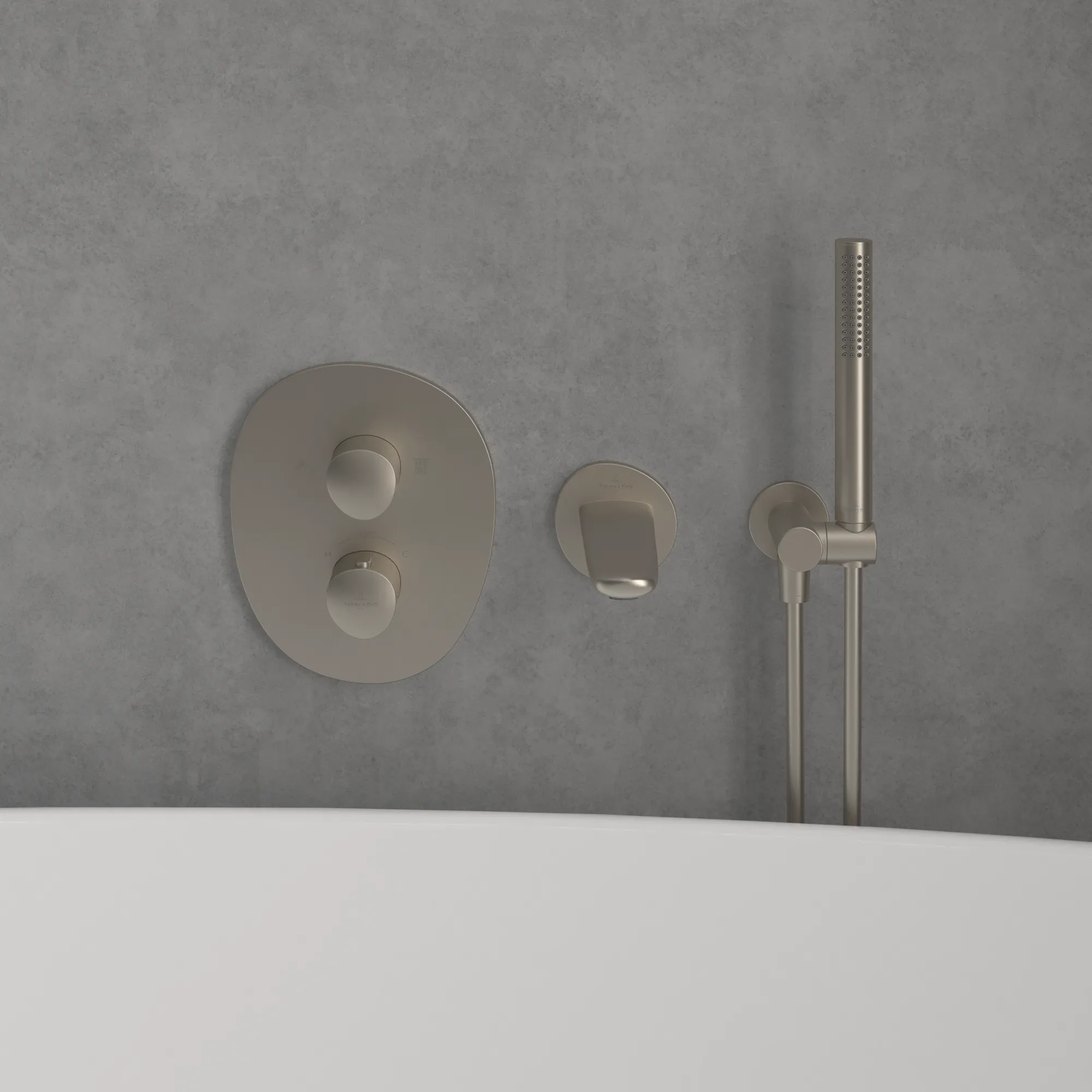 Villeroy & Boch Antao Unterputz-Thermostat, Brushed Nickel Matt, 184 x 221 x 64 mm, Thermostatfunktion Villeroy & Boch Antao Unterputz-Thermostat, Brushed Nickel Matt, 184 x 221 x 64 mm, Thermostatfunktion