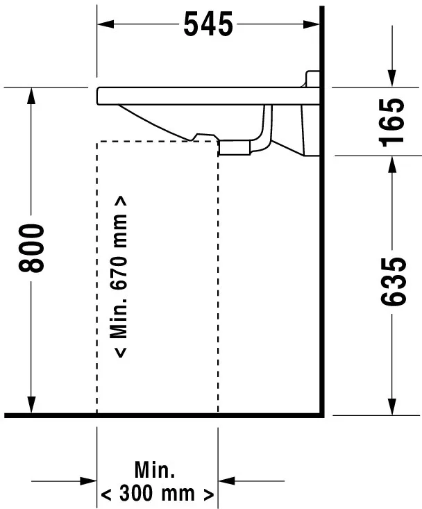 Wandwaschtisch „Starck 3“, mit Überlauf, Hahnlochposition mittig