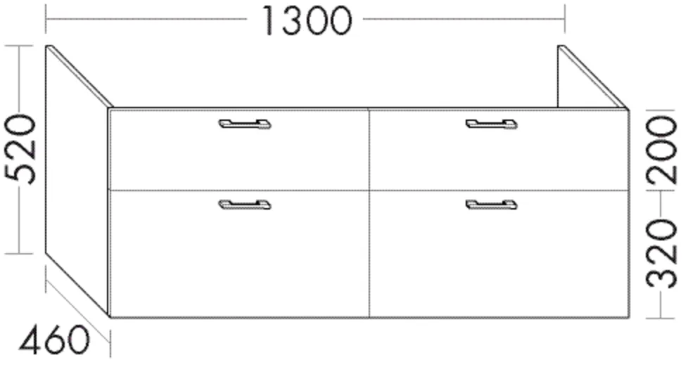 Waschtischunterschrank Sys30 von burgbad – 1300 mm breit, 460 mm tief, 520 mm hoch mit 2 Schubladen und 2 Auszügen Waschtischunterschrank Sys30 von burgbad – 1300 mm breit, 460 mm tief, 520 mm hoch mit 2 Schubladen und 2 Auszügen