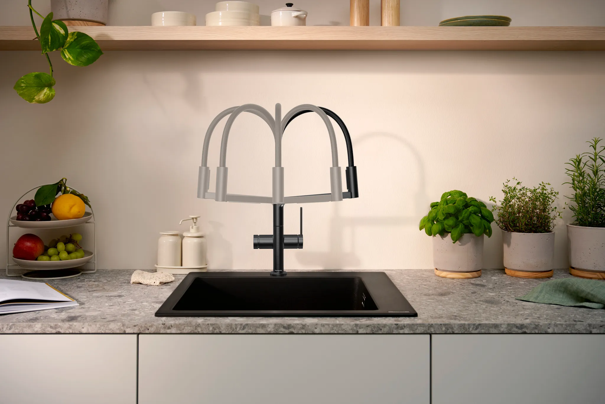 Hansgrohe Talis Select M54 PowderSpray Einhebel-Küchenmischer Semi-Pro, Brushed Black Chrome Hansgrohe Talis Select M54 PowderSpray Einhebel-Küchenmischer Semi-Pro, Brushed Black Chrome