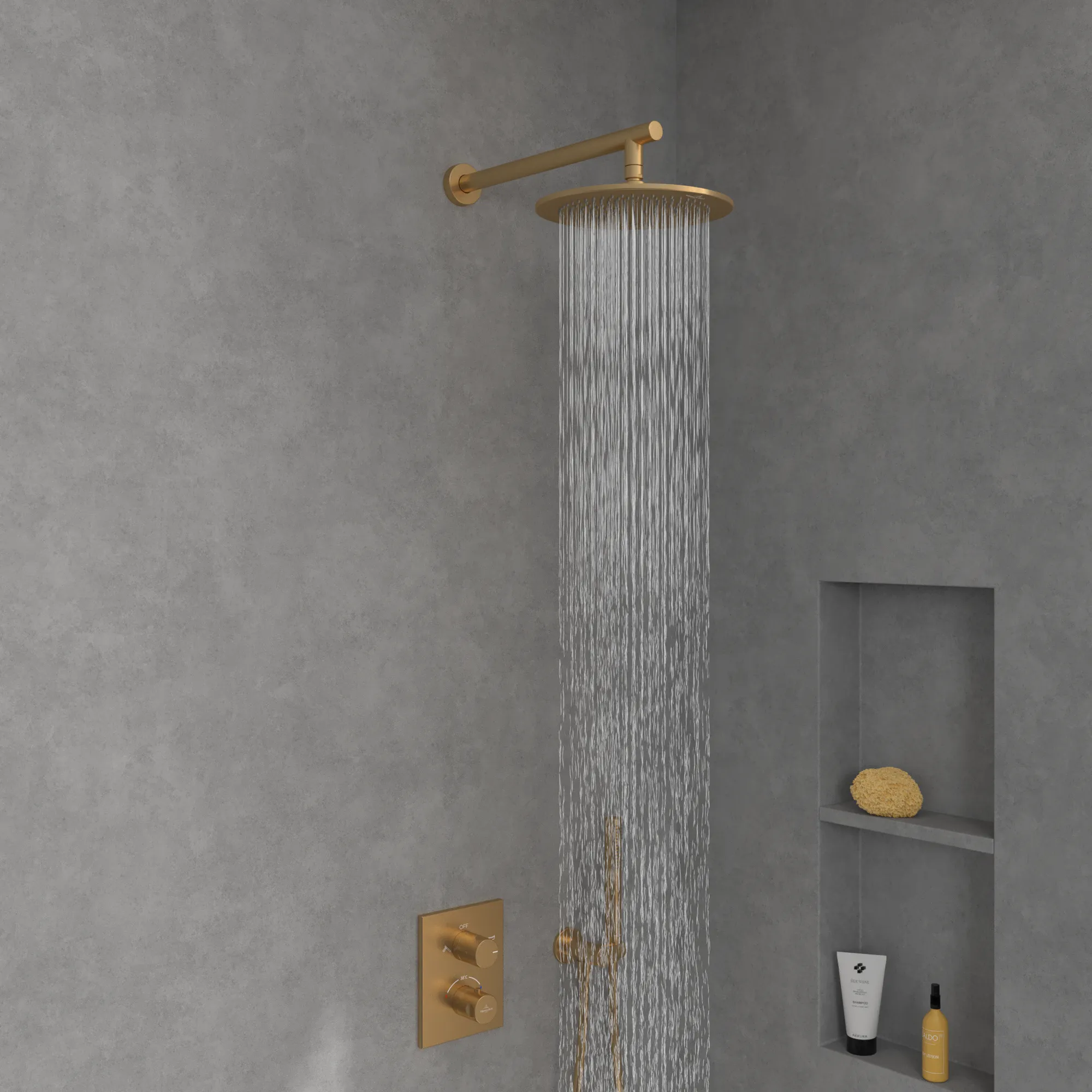 Villeroy & Boch Universal Showers Regenbrause, rund, Brushed Gold, 252 x 252 mm, Höhe 56 mm