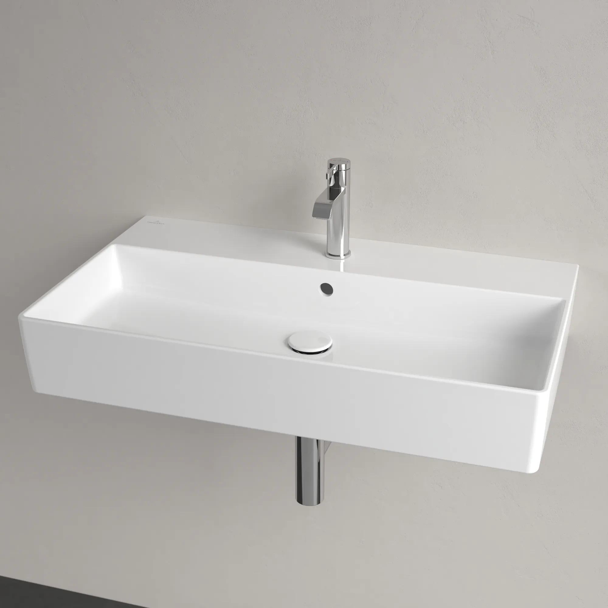 Villeroy & Boch Wandwaschbecken Memento 2.0, 800x470x140 mm, glänzend weiß Alpin, TitanCeram, mit Überlauf, für 3-Loch-Armatur