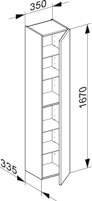 Royal Reflex Hochschrank 1-türig, Anschlag rechts 350 x 1670 x 335 mm titan/titan