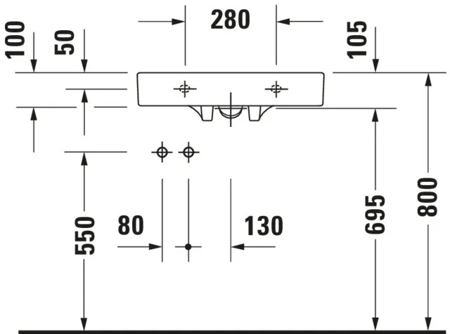 Waschtisch Architec Vital Med 575 mm ohneÜL, mitHLB, HL-Vst. li./re., weiß