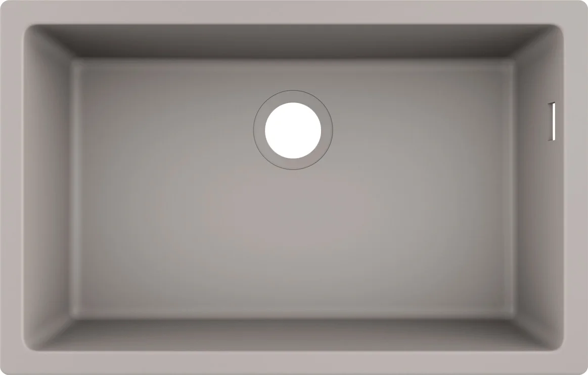 Hansgrohe S51 Unterbauspüle 660 mm, Betongrau, SilicaTec, 80 cm Unterschrank, seitlicher Überlauf rechts