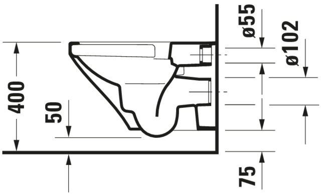Wand-WC DuraStyle 540 mm Tiefspüler, rimless, weiß, HYG
