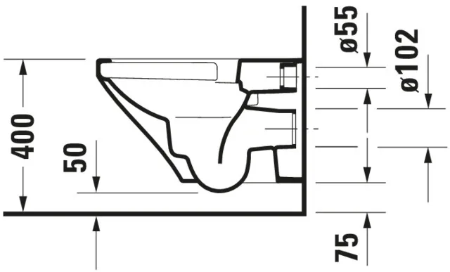 Wand-Tiefspül-WC „DuraStyle“ 37 × 35 × 54 cm, ohne Spülrand, Befestigung sichtbar