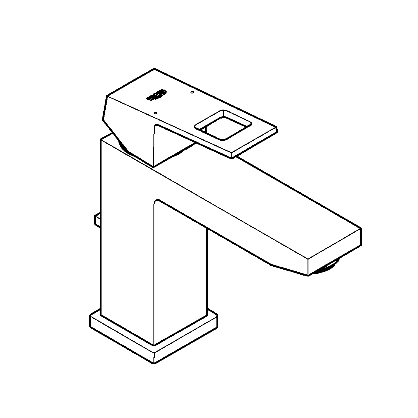 Einhand-Waschtischbatterie Eurocube 23445, M-Size, Einlochmontage, Zugstangen-Ablaufgarnitur 1 1/4'', chrom