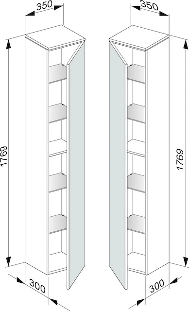 Edition 400 Hochschrank 1-türig, Anschlag links 350 x 1769 x 300 mm anthrazit/anthrazit