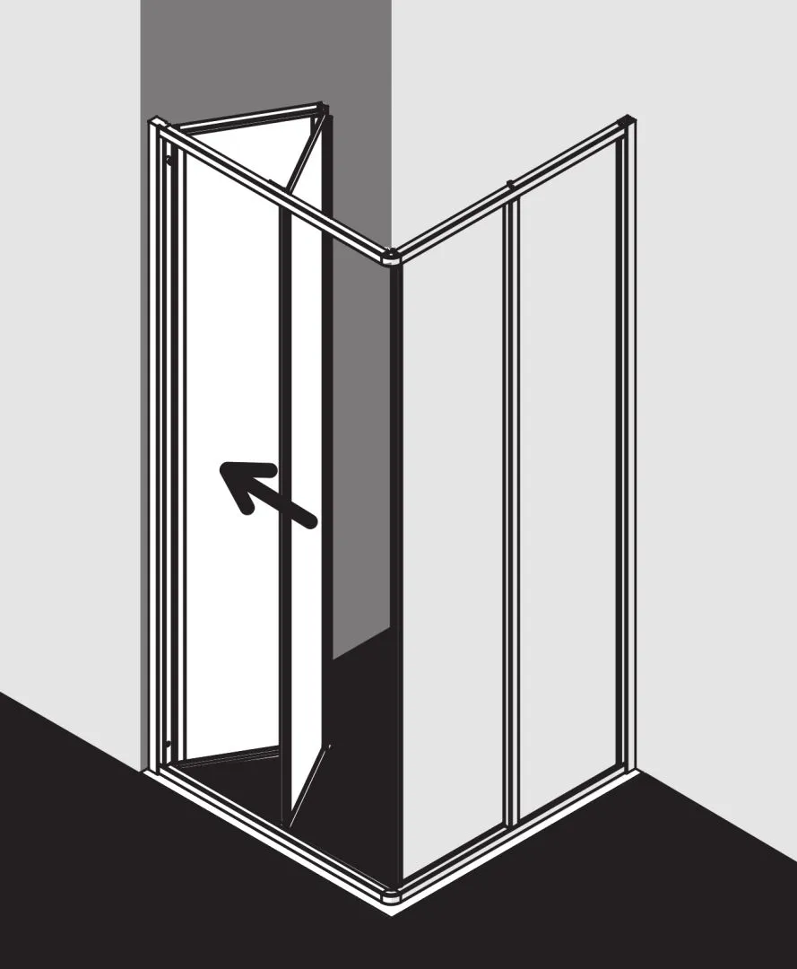 Kermi Duschdesign IBIZA 2000, Eckeinstieg 2-teilig (Falttür) - Halbteil, Silber Mattglanz, H 1750 mm Kermi Duschdesign IBIZA 2000, Eckeinstieg 2-teilig (Falttür) - Halbteil, Silber Mattglanz, H 1750 mm