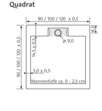 HSK rechteck Marmor-Polymer-Duschwanne mit Randablauf „superflach“ 90 × 140 cm