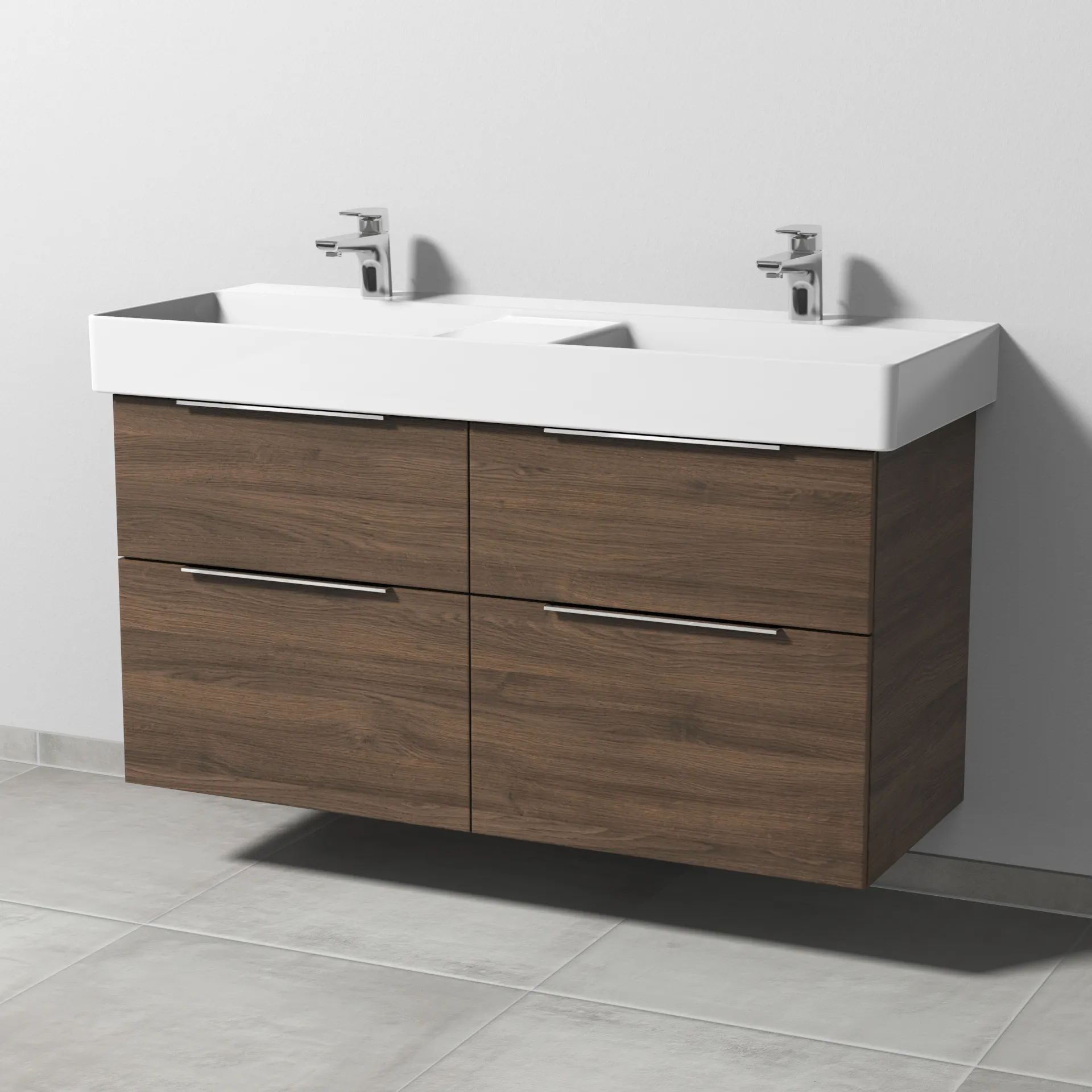Sanipa Waschtischunterschrank „3way“ passend zu Keramik-Waschtische Dura Square von Duravit 1140 × 588 × 447 mm in Eiche Arizona