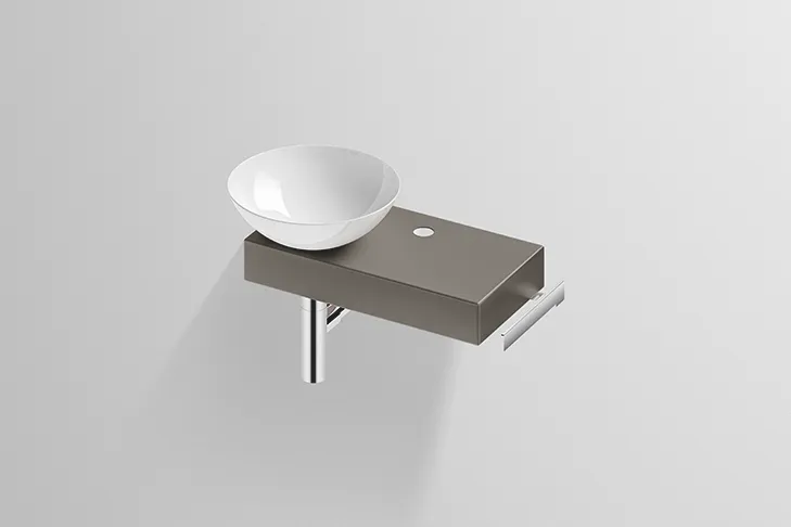 Alape Waschplatz „PN-Serie“ 320 × 400 mm in Gravel Matt, links Alape Waschplatz „PN-Serie“ 320 × 400 mm in Gravel Matt, links