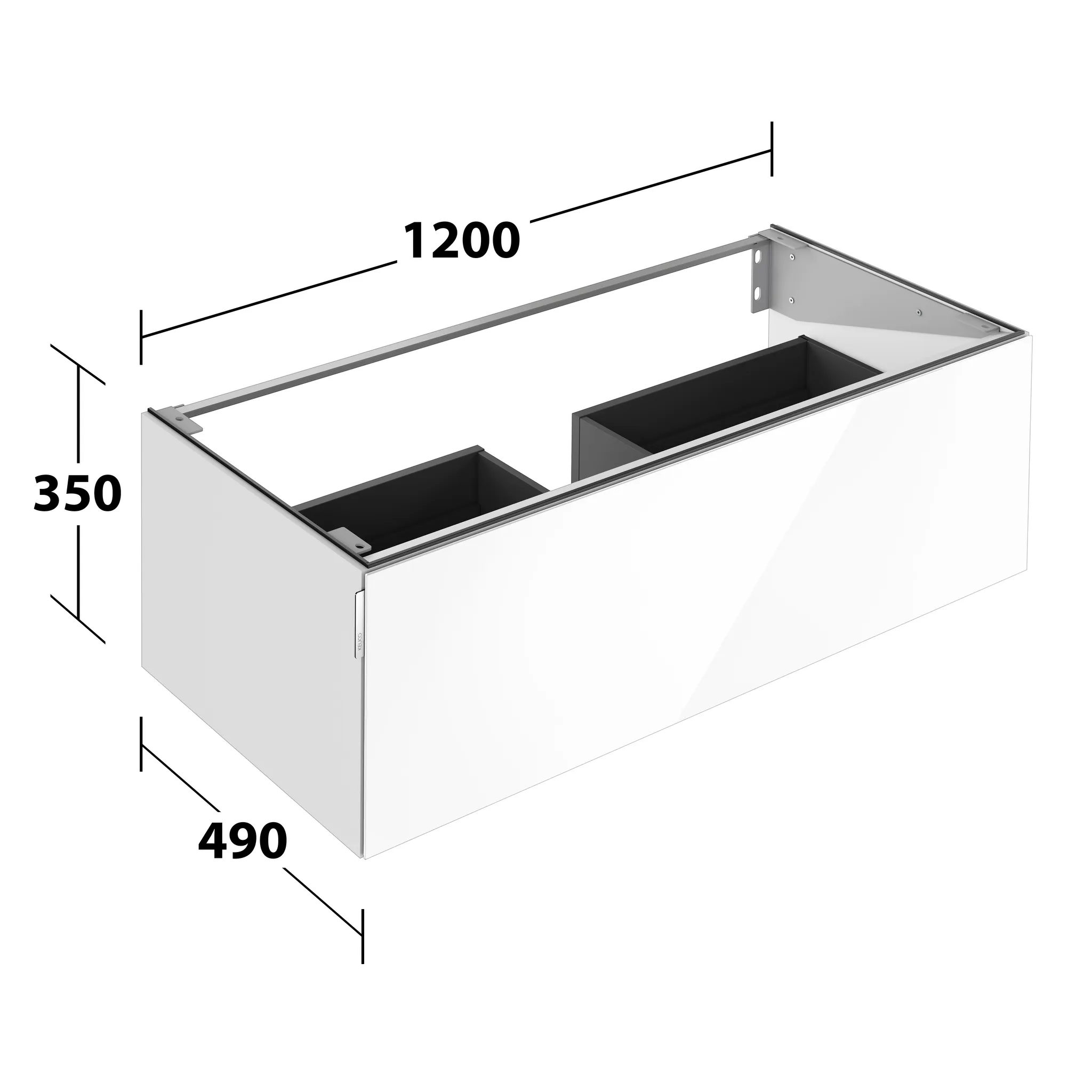 KEUCO Waschtischunterschrank mit Auszug „Edition 11 Art“ Weiß (Glas), Weiß (Lack, seidenmatt), mit Beleuchtung 1200 × 350 × 490 mm