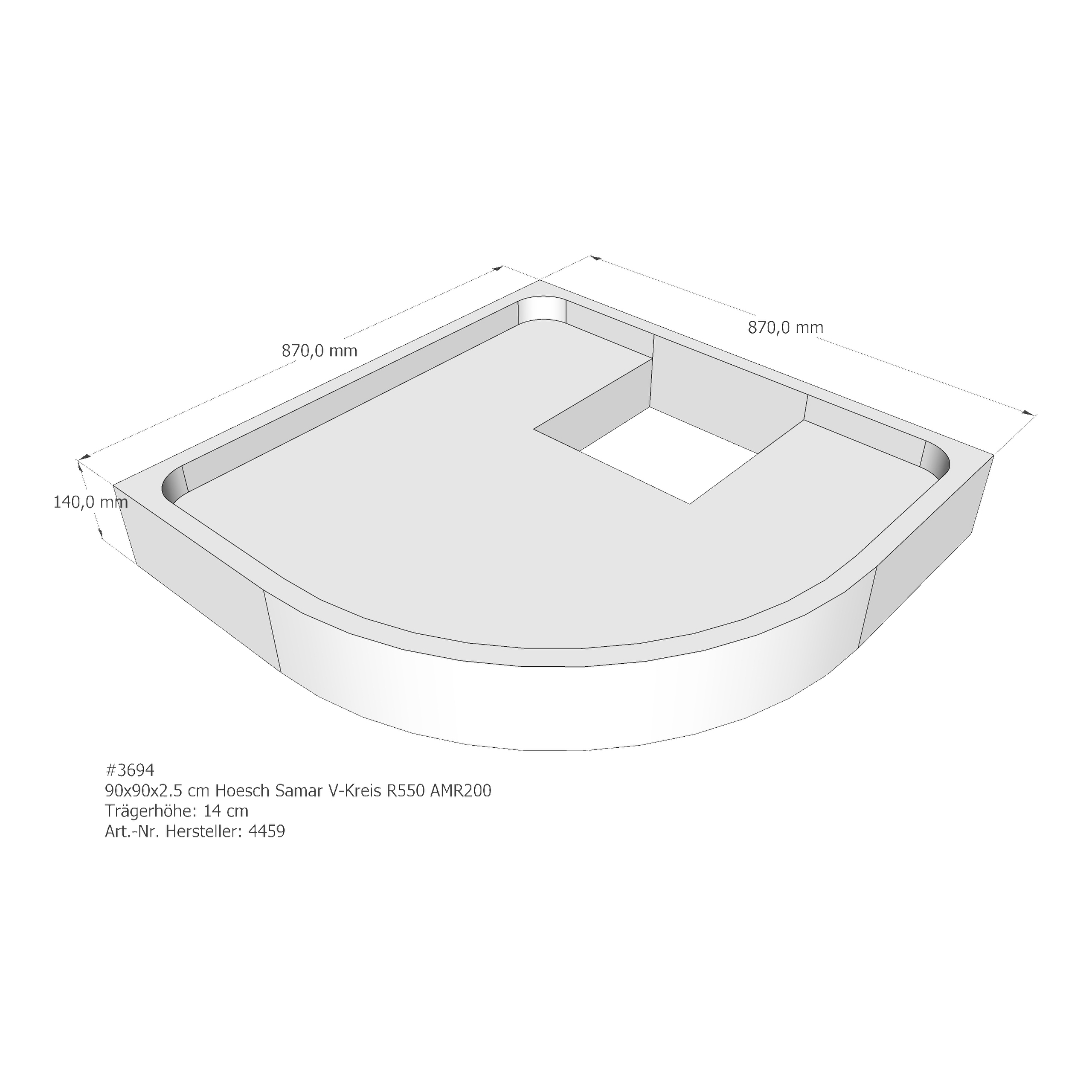 Duschwannenträger für Hoesch Samar 90 × 90 × 2,5 cm Breite: 90 cm / Länge: 90 cm Duschwannenträger für Hoesch Samar 90 × 90 × 2,5 cm Breite: 90 cm / Länge: 90 cm