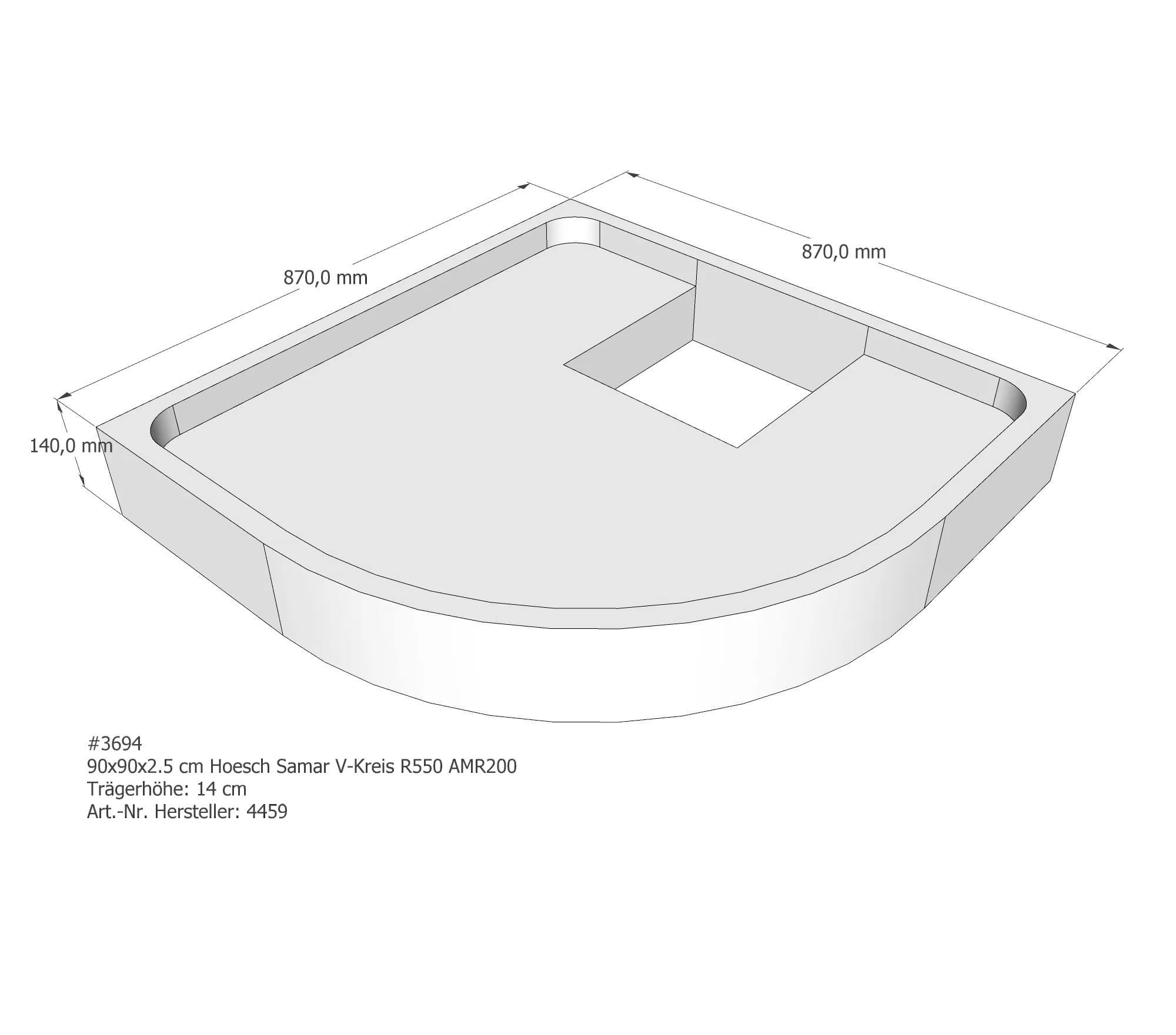 Duschwannenträger für Hoesch Samar 90 × 90 × 2,5 cm Duschwannenträger für Hoesch Samar 90 × 90 × 2,5 cm